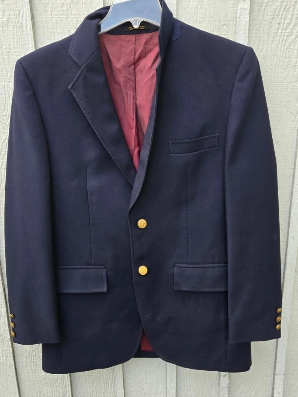 Vintage Town & Country by Anderson-Little Navy Blue Blazer Gold Crest 42R